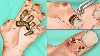 ASMR Remove Long Nails Fungal Infection | Nail Care Animation | ASMR Animation | Deep Cleaning |ASMR