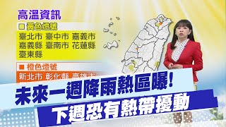 【蘇貞蓉報氣象】未來一週降雨熱區曝! 下週恐有熱帶擾動｜高溫資訊 11縣市氣溫飆36度 慎防熱傷害! 20250620