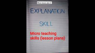 Micro lesson plan for explanation skill    | classification of economic activities #bed #lessonplan