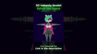 3D Lowpoly style furry character 🦝 - Sylvie the rogue  #blender3d #furry #rig #character #raccoon
