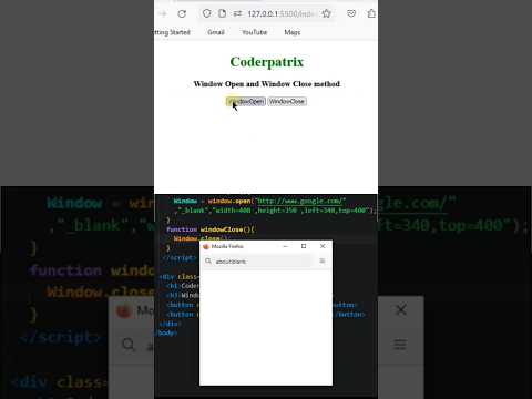 Window open and Window Close Method javascript Tutorial 🚀