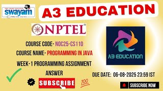 NPTEL Programming in Java Week 1 Programming Assignment Answers | NOC25‑CS110 | IIT Kharagpur 2025