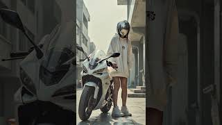 biker.ai #motorcyclegirl #whiteaesthetic #campusstyle #tarantinovibes #femalebiker #aiartvideo