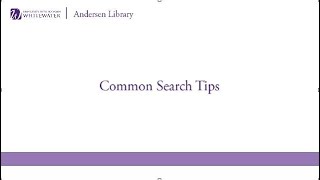 Common Search Tips (2020)