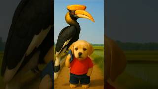 The poor puppy rescue pregnant Great hornbill #puppy #rescue #hornbill #animals #funny