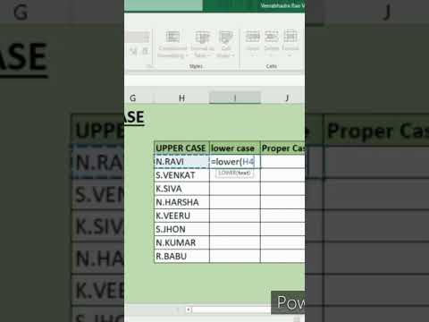 lower case in excel