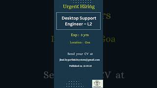 Desktop Support Engineer – L2   GOA #desktop #support #engineering #hiring #goa #education #oracle