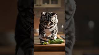 Cat Chops with Vengeance & Vibes #cat #youtubeshorts #cute #3danimation #knifeskills #asmr