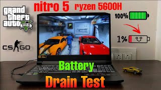 ACER Nitro 5 Gaming (Ryzen 5600H + GTX 1650) | Battery Drain & Charging Test | How efficient is it!!