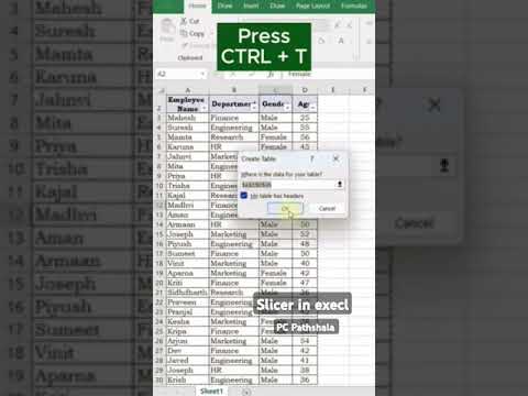 HOW TO  USE SLICER IN EXCEL @PCPathshala_BHARAT #EXCEL#exceltricks#PCPathshala#excelshorts#trend
