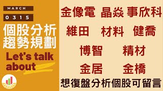【0315復盤】大盤開高走低格局，小心駛得萬年船|趨勢規劃|個股分析|壓力及支撐|貪婪韭菜，貪婪就菜|
