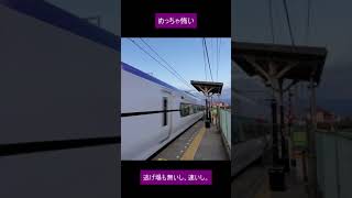 【scary】A train passes a very narrow platform at high speed (130km/h) #shorts #Japan