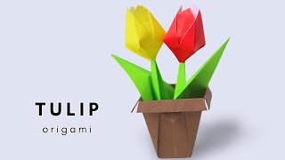 TULIP and STEM  #DIY #origamiflower