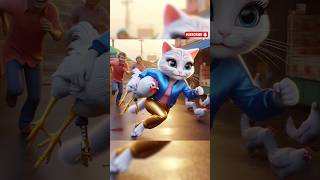 Mummy Cat Steal Chicken! #cat #cutecat #cartoon #catlovers #funny #cute