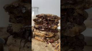 Vegan Nutella Stuffed Chocolate Chip cookies! Recipe on my site! #cookies #baking #veganrecipes