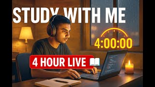 🔥 4 Hour Study With Me – Silent Pomodoro ⏳ (4x50min) | No Talking | Deep Focus 📚 | 🔴 Live Now