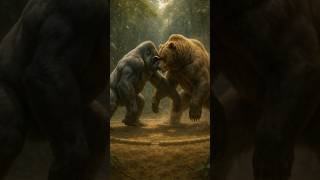 Gorilla vs Brown Bear #animalfight #gorilla #gorillapower