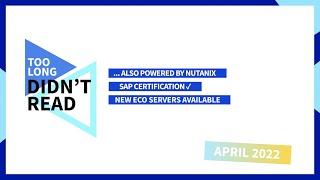 Eco Servers, SAP on OVHcloud & Nutanix  | OVHcloud Product News – April 2022