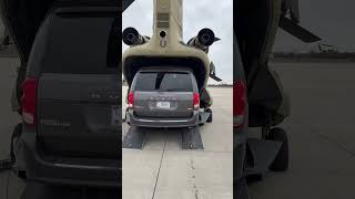 When a helicopter is hungry! Minivan in a Chinook. #chinook #army #military