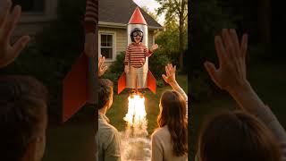 🚀 Kid Takes Off in DIY Rocket! Most Wholesome Video You’ll See Today ❤️✨ #Shorts #foryou #viral