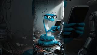 Tech Chaos: The Anxious Blue Snake Unveiled