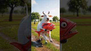 The Hungry Farmer & the Fishy Cow! 😮 ||  #aishorts #ai #aistory #aivideo #story #viral