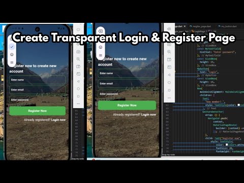 How to make transparent Login and Register page ui with background image in Flutter?