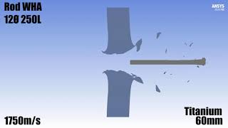 APFSDS Rod WHA 1750m/s 12Ø 250L VS 10-100mm 0° Titanium | Ballistic Simulation