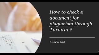 How to check a document for plagiarism through Turnitin ?