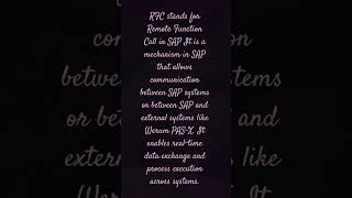 What is RFC in SAP #sapclasses #sappp#sapproductionplanning#productionplanning#erpsoftware #erp #s4