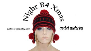 NIGHT B4 XMAS aviator pom pom crochet Winter hat, earflaps, winter hats, ivetteinfused colorful hats