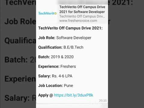 TechVerito Off Campus Drive for Software Developer (2019 & 2020 Passouts) Package -  4-6 LPA #shorts