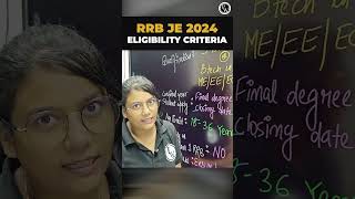 RRB JE 2024 Eligibility Criteria in One Min 🔥🔥 #rrbje2024