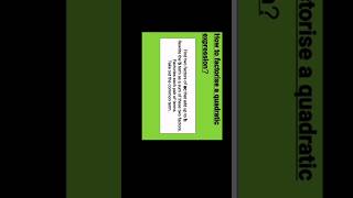 Factorising a quadratic expression - Definition - EASY LEARNING