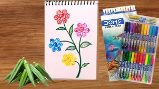 Creative art with vegetables ! simple and easy painting #vegitables #bhindi #flowers  #satisfying