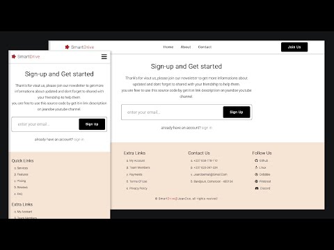 Responsive Footer HTML CSS And Sign Up Form HTML CSS