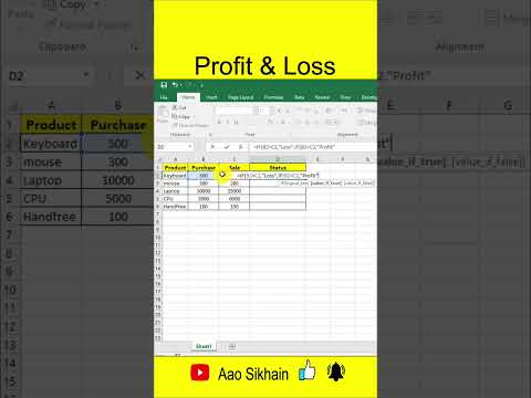 Profit and loss in excel
