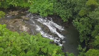 Drone (Aerial) video of a waterfall in Palikir in the island garden of Pohnpei State, FSM