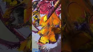 Bold color canvas using stencils for details. #boldcolors #canvasart  #painting #wallart #stencils