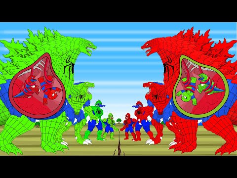 Rescue Baby KONG From Evolution Of RED SPIDERMAN GODZILLA, BLOOP vs GREEN SPIDERMAN GODZILLA