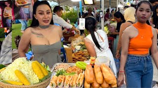The Best Cambodian Street Food Tour! Phnom Penh Walk Street - Khmer Food Market Tour 2025