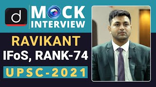 IFoS Topper Ravikant, Rank - 74 (UPSC IFoS 2021) | Mock Interview | Drishti IAS English