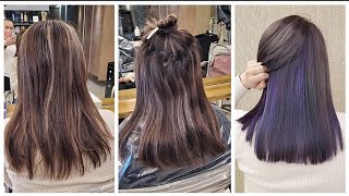 2021流行髮色，雙色染灰紫色，Highlight 線挑染，手刷染，Airtouch ，Backcomb ，Balayage
