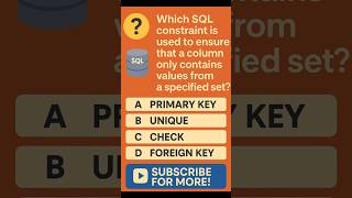 ✅ SQL Quiz: Which SQL Constraint Restricts Column Values? | Test Your Knowledge! | SQL for Beginners