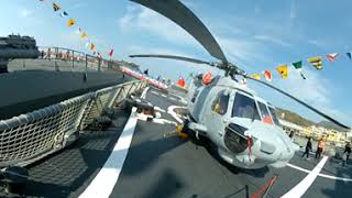 VR~~登上 承德軍艦（康定級飛彈巡防艦）及班超軍艦（成功級飛彈巡防艦）。