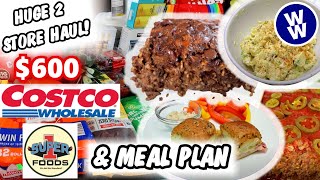 HUGE 2-STORE Weight Watchers Grocery Haul & WW WEEKLY MEAL PLAN! FAMILY FRIENDLY!😋WW Points Included