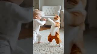 Baby vs Cat: Epic AI Battle Showdown! #babyvscat #aibattle #epicshowdown #fypviral #ai #cute #shorts