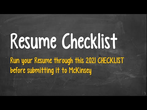 McKinsey, BCG, Bain RESUME CHECKLIST