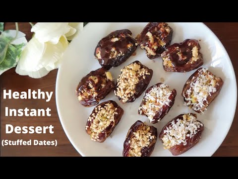 Healthy Instant Dessert or Snack | Stuffed Dates Recipe | Instant Dessert under 5 min