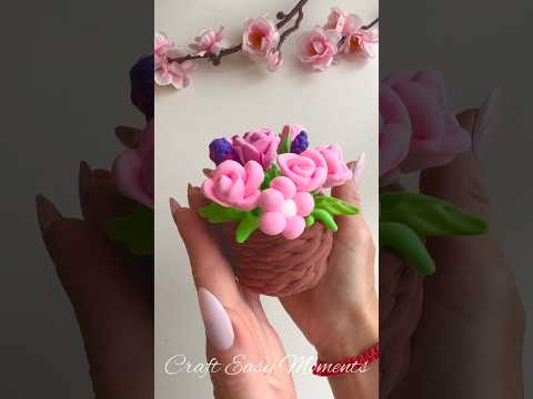 Clay art-How to make flowers 🌷 Easy diy decor #diy #craft #handmade #crafteasymoments #shorts #fyp
